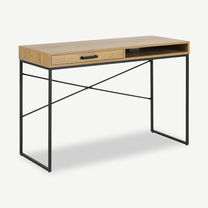 Home Office Desks |  Dover Desk, Black Steel & Natural Oak (110 cm) Desks Home Office Desks