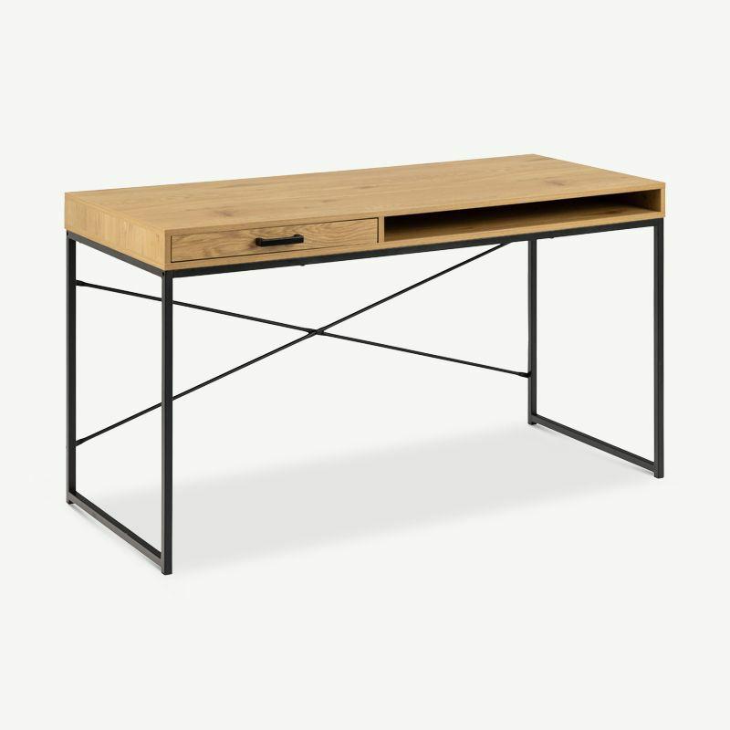 Home Office Desks |  Dover Desk, Black Steel & Natural Oak (140 cm) Desks Home Office Desks