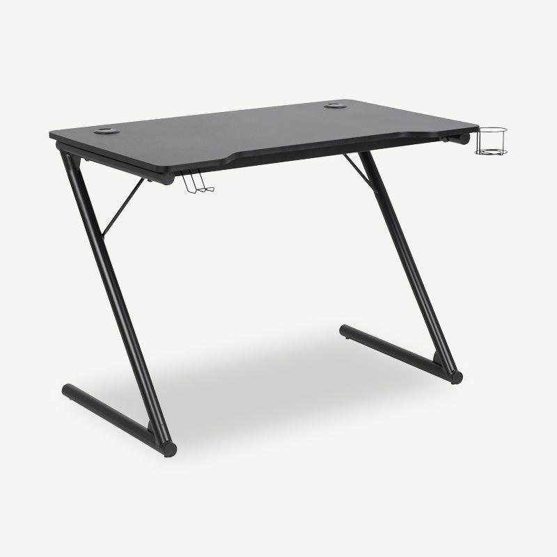 Home Office Desks |  Kira Gaming Desk, Grey Wood & Black Metal Desks Grey