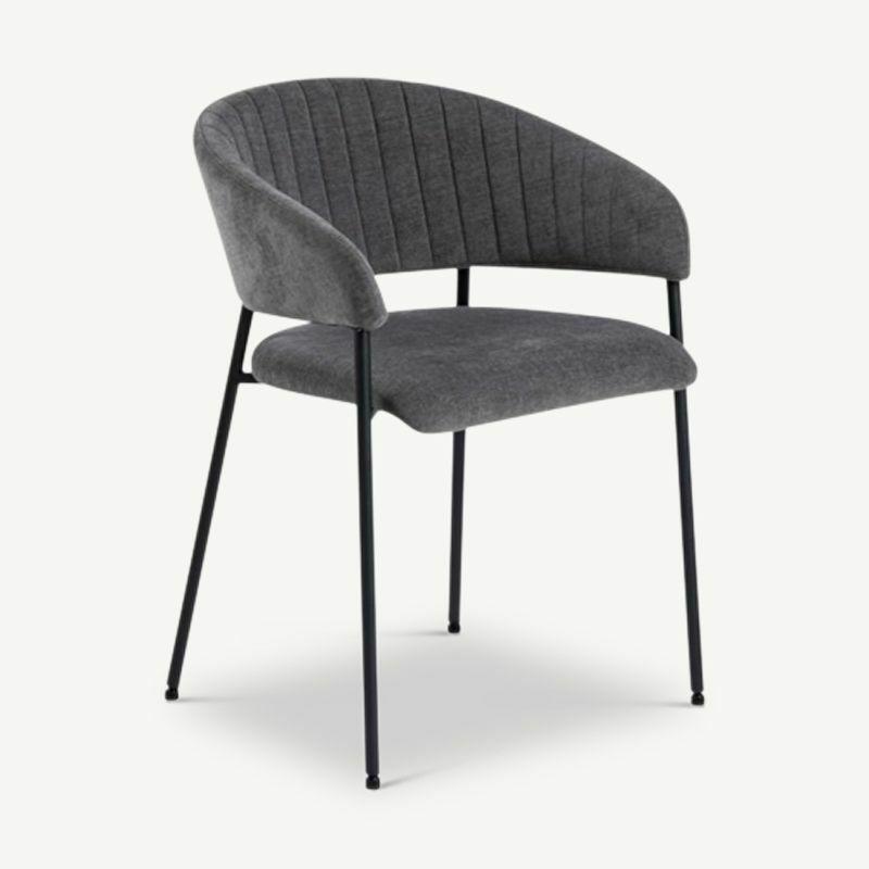 Kitchen Chairs |  Avi Carver Dining Chair, Dark Grey Fabric Chairs Dining Chairs