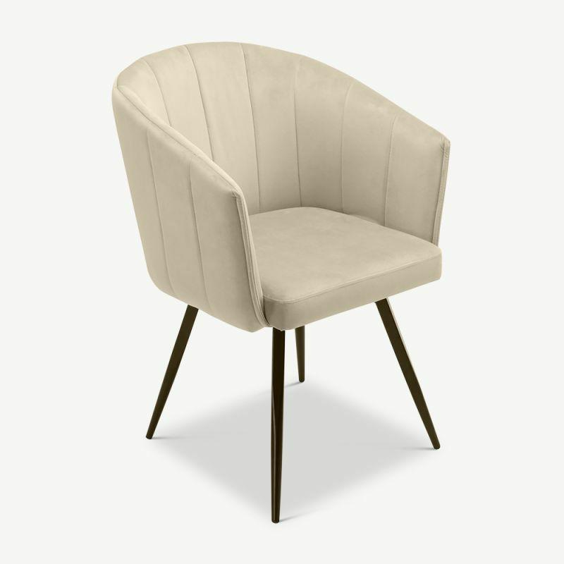 Kitchen Chairs |  BEN Swivel Dining Chair, Beige Velvet Chairs Beige