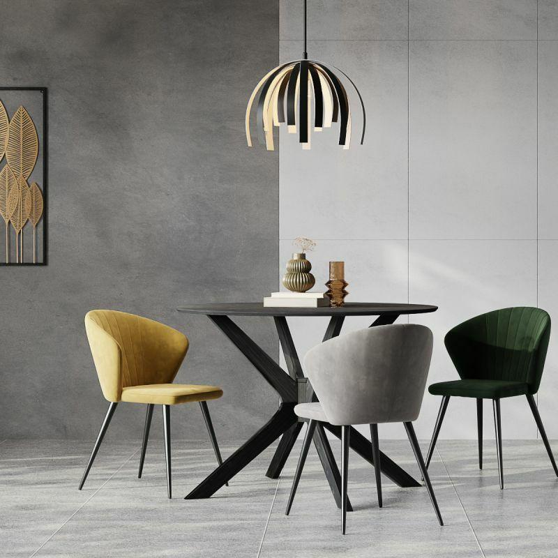 Kitchen Chairs |  Cooper Dining Chair, Grey Velvet & Black legs Chairs Dining Chairs