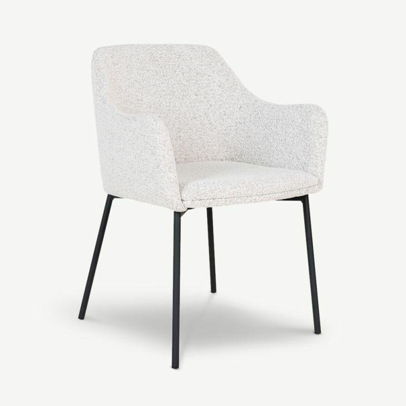 Kitchen Chairs |  Fiadh Dining Chair with Armrests, White Bouclé Boucle Chairs Boucle Chairs