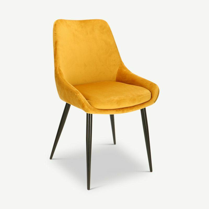 Kitchen Chairs |  Fleur Dining Chair, Yellow Velvet & Black legs Chairs Dining Chairs