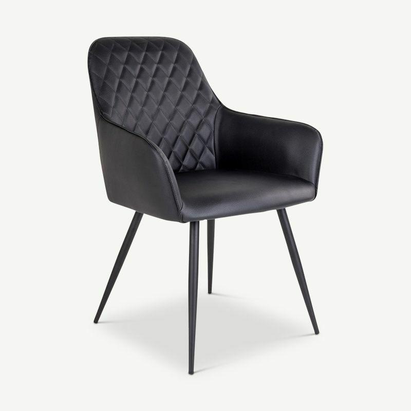 Kitchen Chairs |  Harbour Dining Chair, Black PU leather & black legs Chairs Black