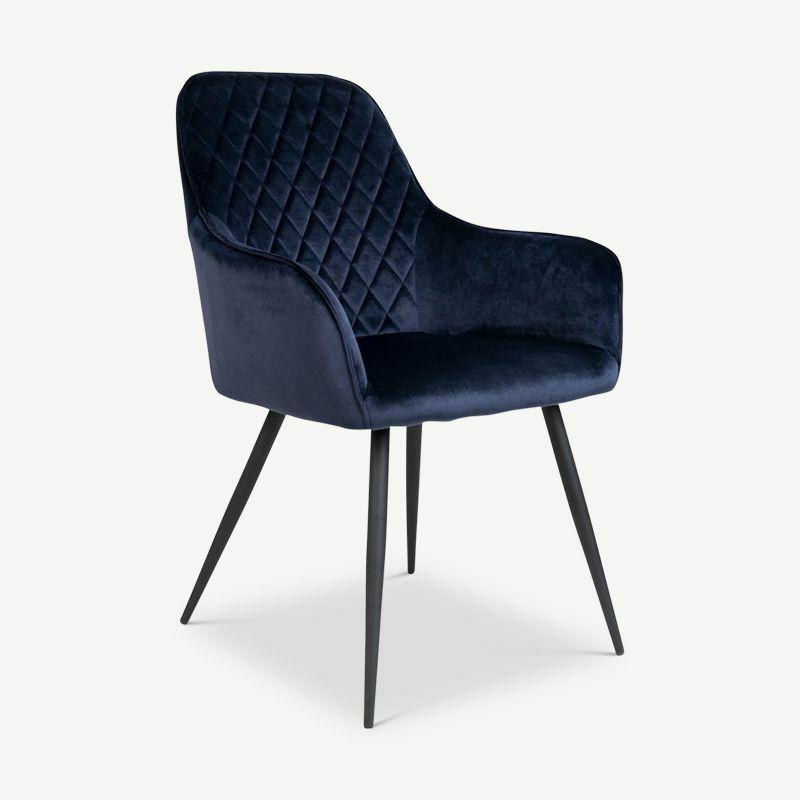 Kitchen Chairs |  Harbour Dining Chair, Blue Velvet & black legs Chairs Blue