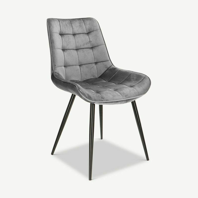 Kitchen Chairs |  Lisboa Dining Chair, Grey Velvet & Black legs Chairs Dining Chairs