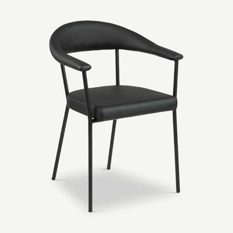 Kitchen Chairs |  Parker Dining Chair, Black PU Leather & Steel legs Chairs Black