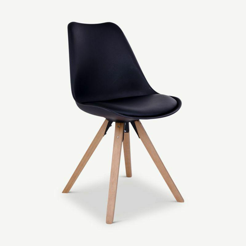 Kitchen Chairs |  UP Dining Chair, Black PU leather & Natural Wood legs Chairs Black