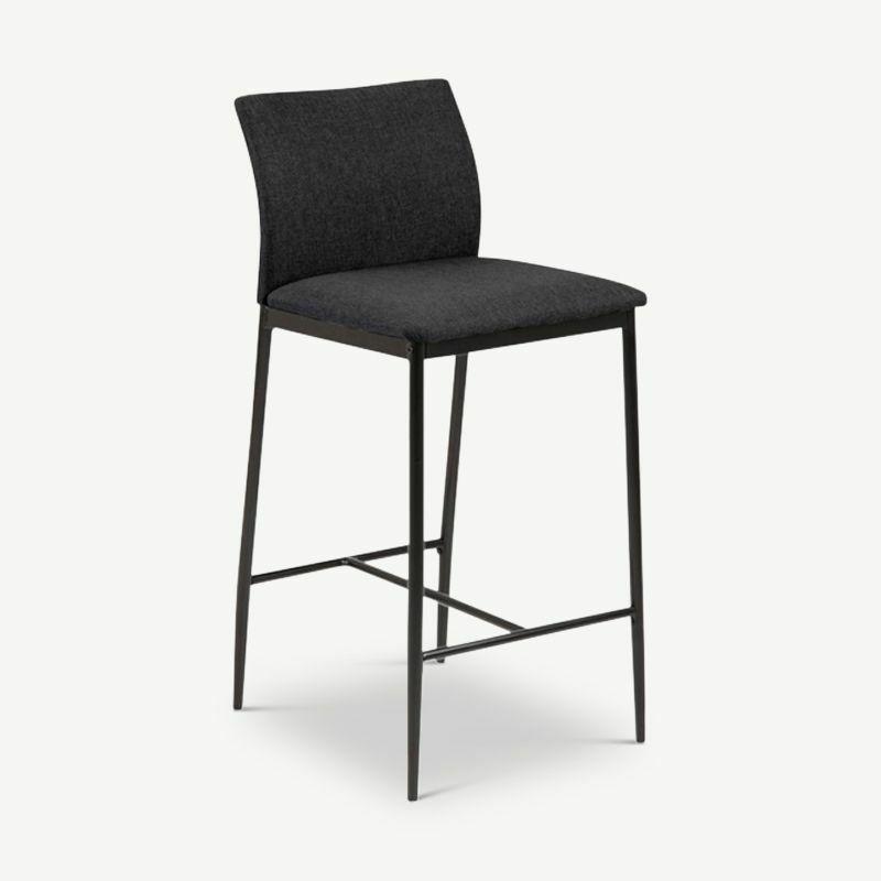 Kitchen Stools |  Demina Counterstool, Grey Fabric & Black Legs Bar Stools Bar Stools