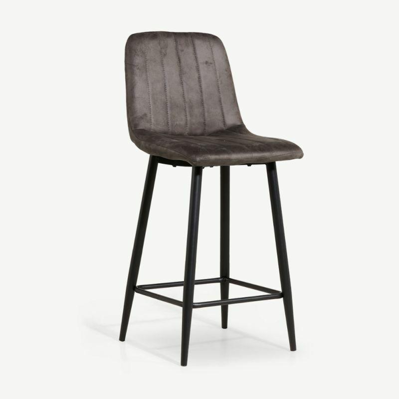 Kitchen Stools |  Hyrne Bar Stool, Anthracite PU Leather Bar Stools Anthracite