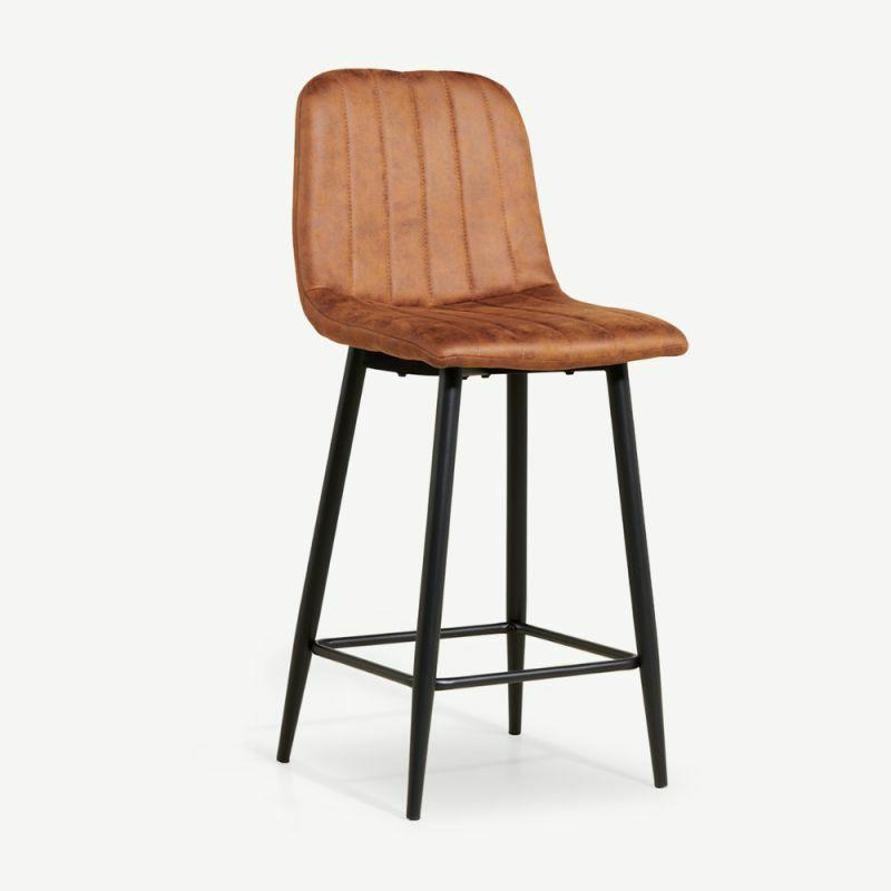 Kitchen Stools |  Hyrne Bar Stool, Cognac PU Leather Bar Stools Bar Stools