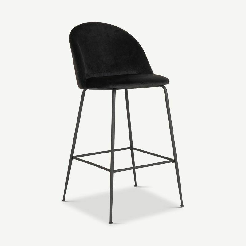 Kitchen Stools |  Paris Bar stool, Black Velvet & Black Legs Bar Stools Bar Stools