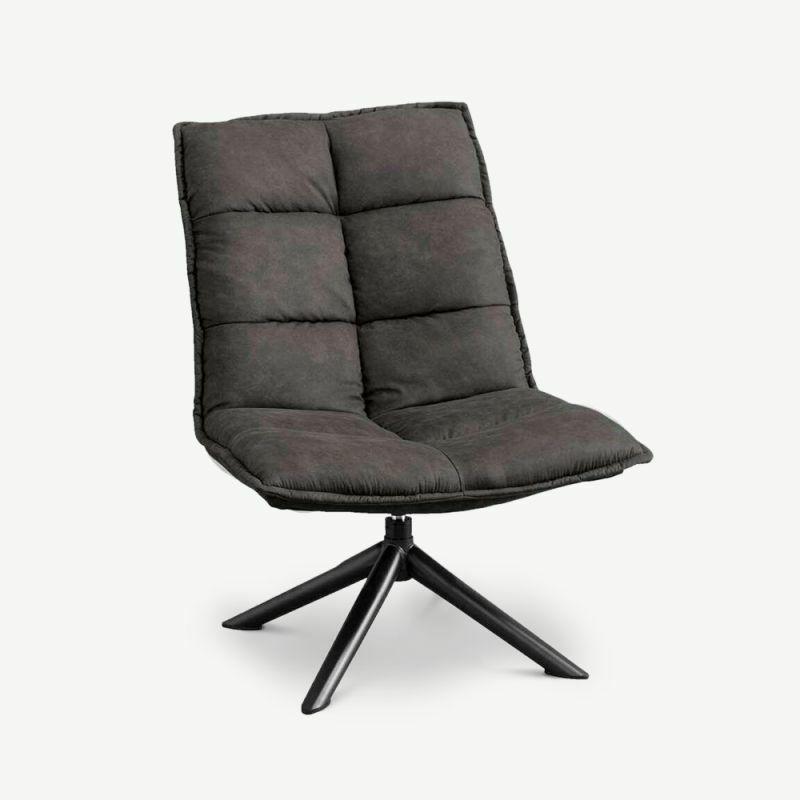 Lounge Chairs |  America Lounge Chair, Anthracite PU Leather Chairs Anthracite