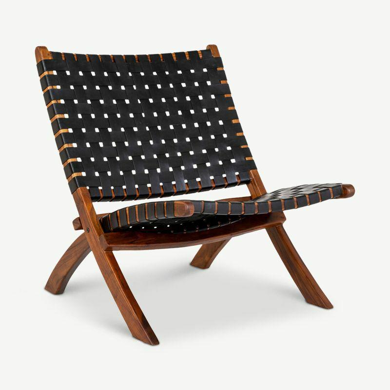 Lounge Chairs |  Dani Lounge Chair, Black Leather & Teak Chairs Black