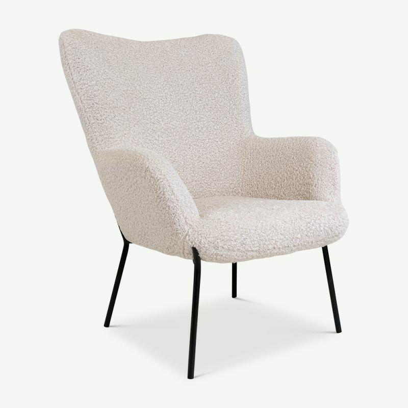 Lounge Chairs |  Dublin Lounge Chair, White Chunky Bouclé Chairs Boucle Chairs