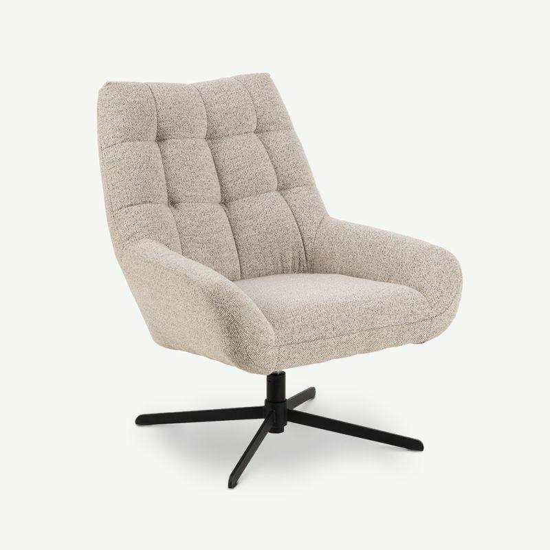 Lounge Chairs |  Lessie Swivel Lounge Chair, Beige Fabric Chairs Beige