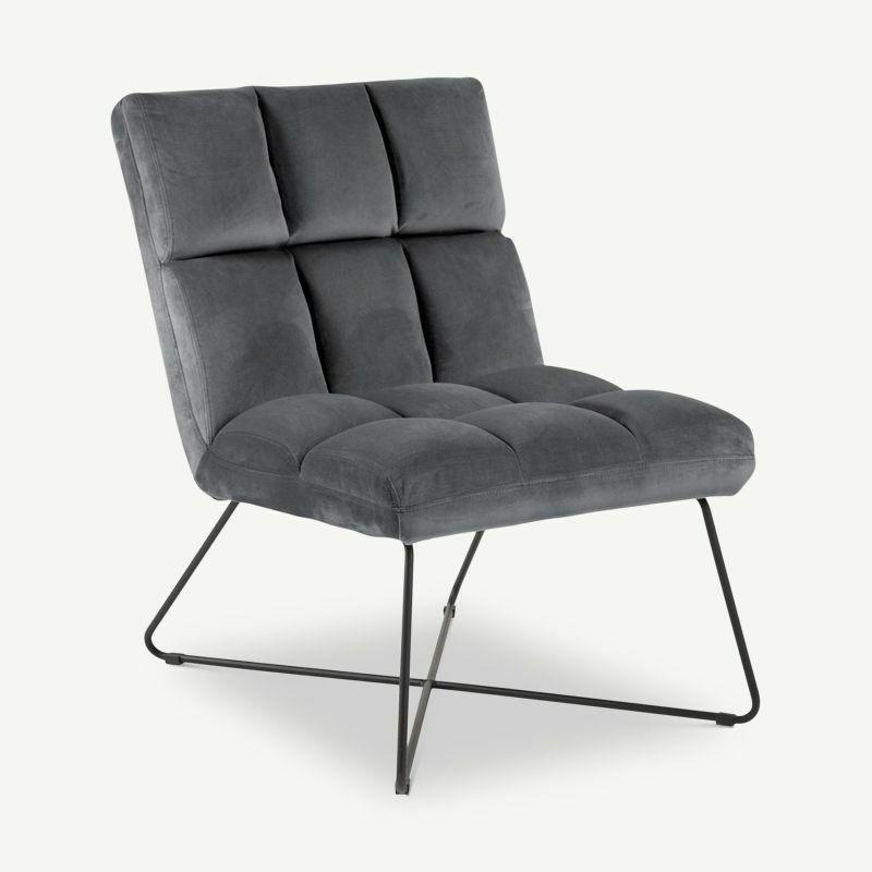 Lounge Chairs |  Liam Lounge Chair, Grey Velvet & Black legs Chairs Grey