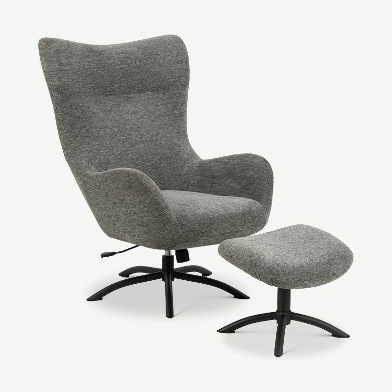 Lounge Chairs |  Maya Lounge Chair, Grey Fabric & Steel base Chairs Grey