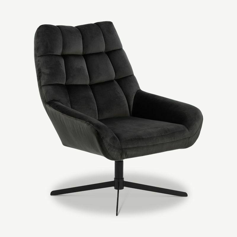 Lounge Chairs |  Thea Lounge Chair, Black Velvet & Steel Chairs Black