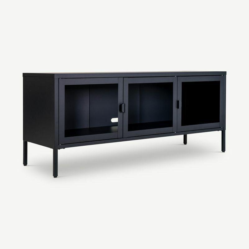 Media Units & TV Stands |  Darwin TV Stand, Black Steel & Glass doors Media Units & TV Stands Black