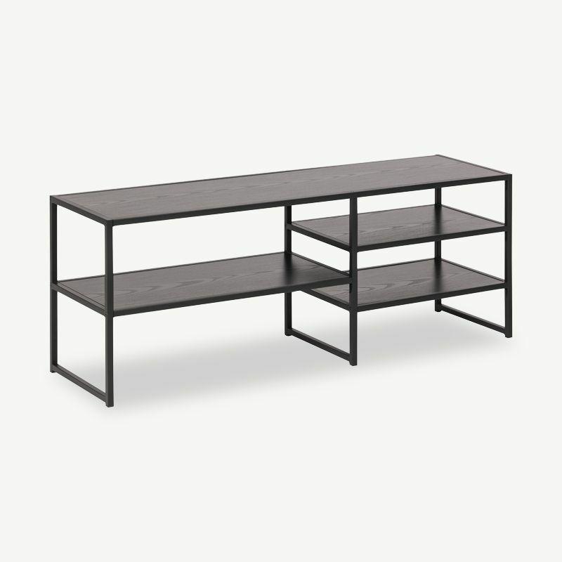 Media Units & TV Stands |  Dover Open TV Stand, Black Steel & Black shelves Media Units & TV Stands Black