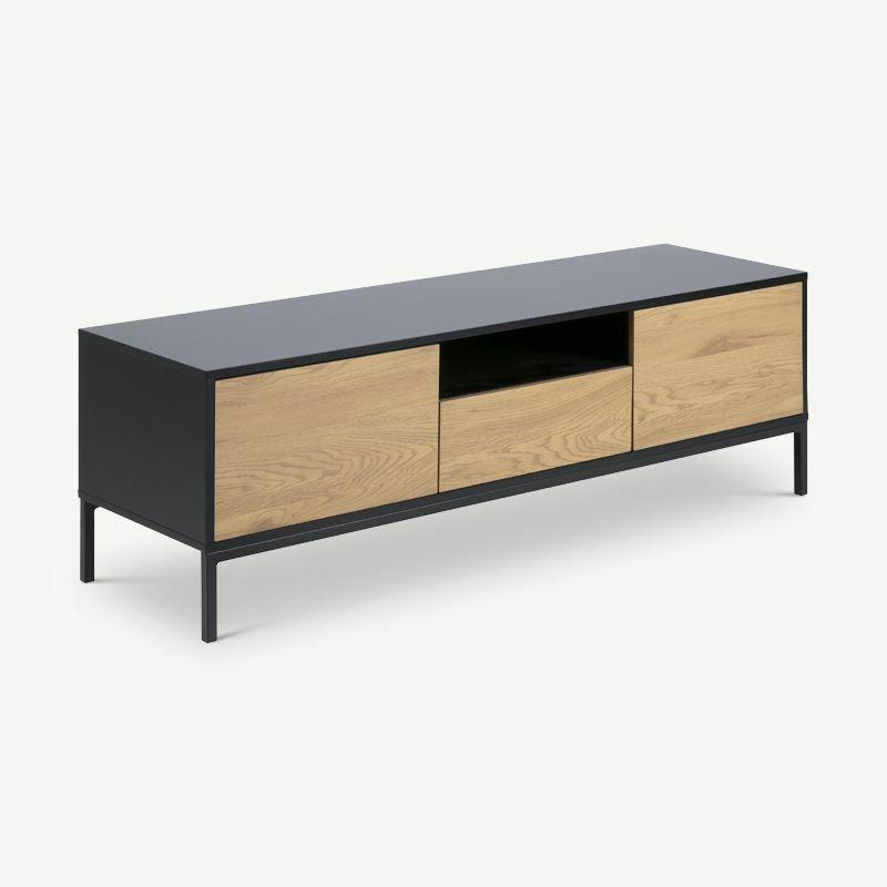 Media Units & TV Stands |  Dover TV Stand, Black Wood & Natural drawers Media Units & TV Stands Black