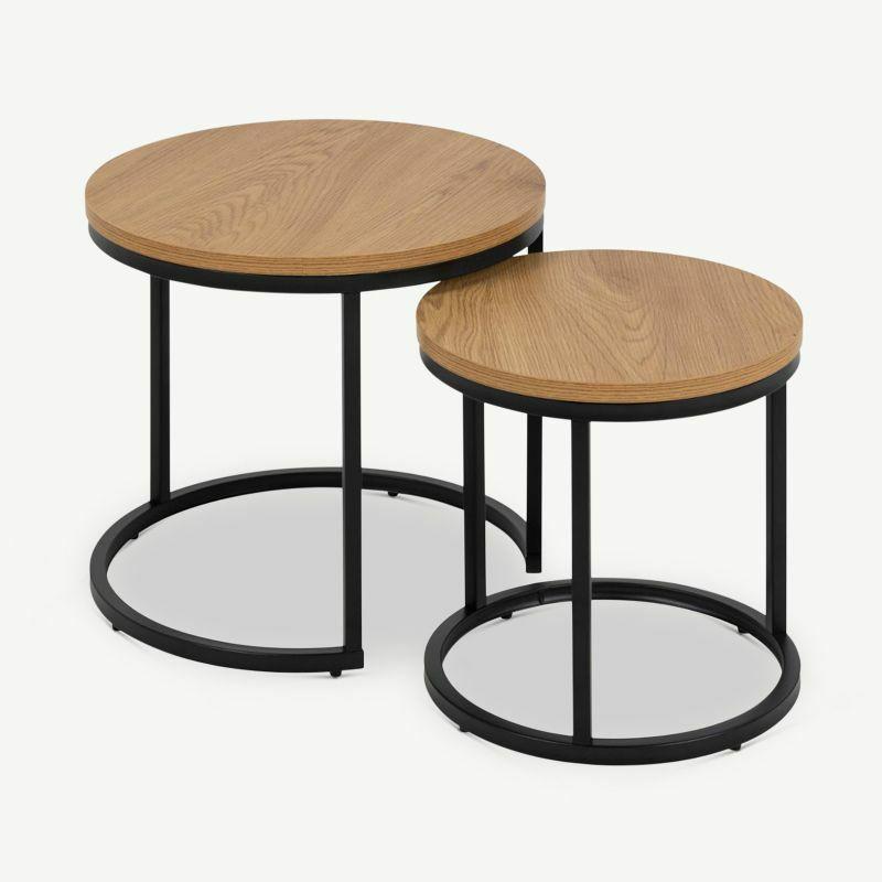 Nest of Tables |  Aria Coffee Table, Oak look & Black Frame Coffee Tables Coffee Tables