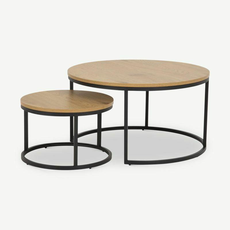 Nest of Tables |  Aria Set of 2 Coffee Table, Black MDF & Steel Base Coffee Tables Coffee Tables