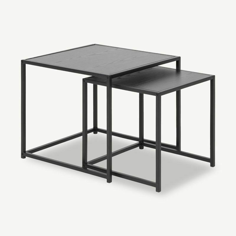 Nest of Tables |  Dover Nest of Tables, Black Steel & Ash Black Wood Nest of Tables Black