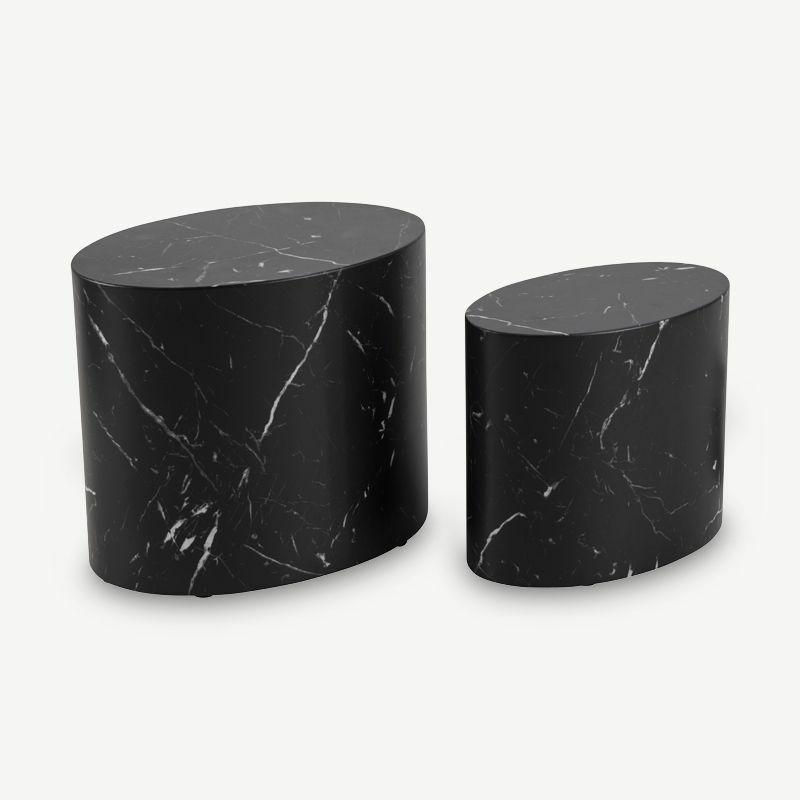 Nest of Tables |  Mercy Set of 2 Coffee Table, Black Marble Coffee Tables Black