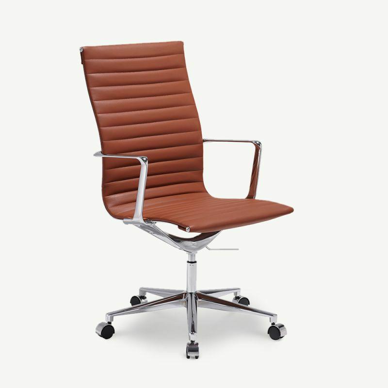 Office Chairs |  Akira Office Chair, Cognac Leather & Chrome Chairs Cognac