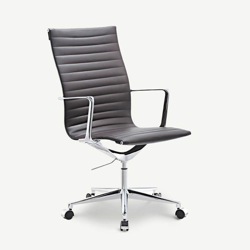 Office Chairs |  Akira Office Chair, Dark Brown Leather & Chrome Chairs Brown