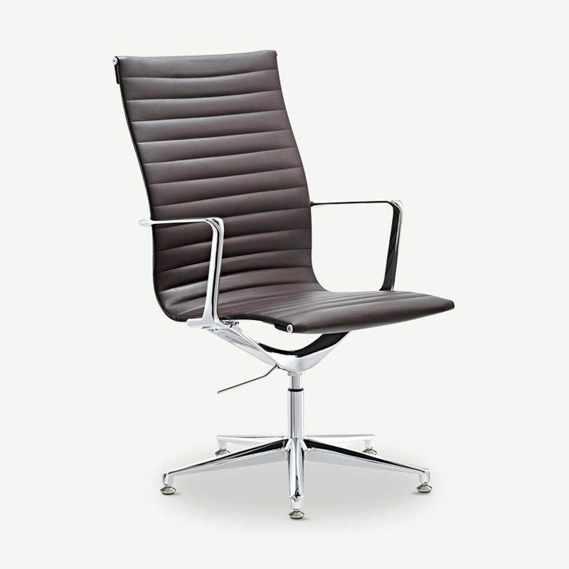 Office Chairs |  Ava Conference Chair, Dark Brown Leather & Chrome Chairs Brown