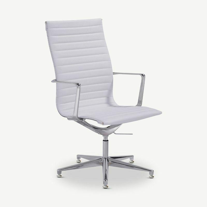 Office Chairs |  Ava Conference Chair, White PU-leather & Chrome Chairs Office Chairs