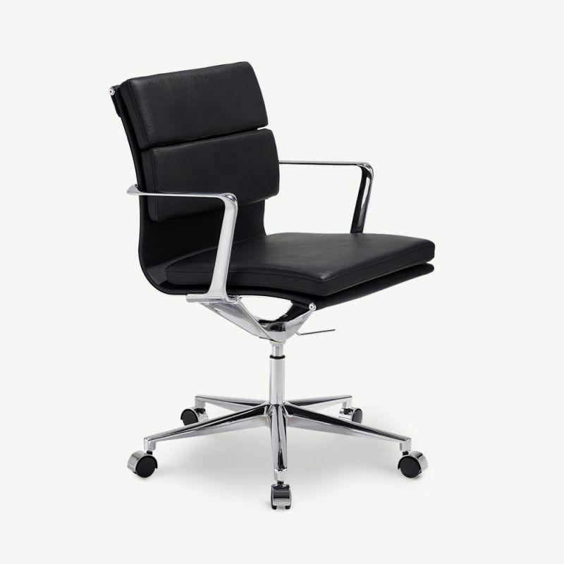 Office Chairs |  Bern Office Chair, Black Leather & Chrome Chairs Black