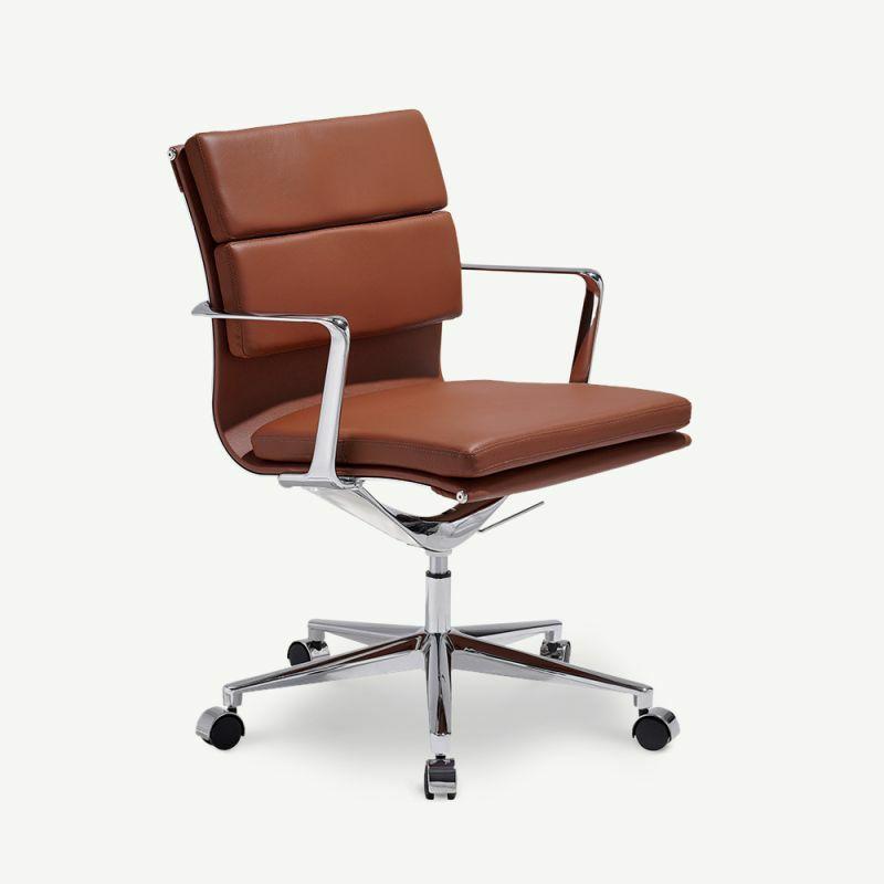 Office Chairs |  Bern Office Chair, Cognac Leather & Chrome Chairs Cognac