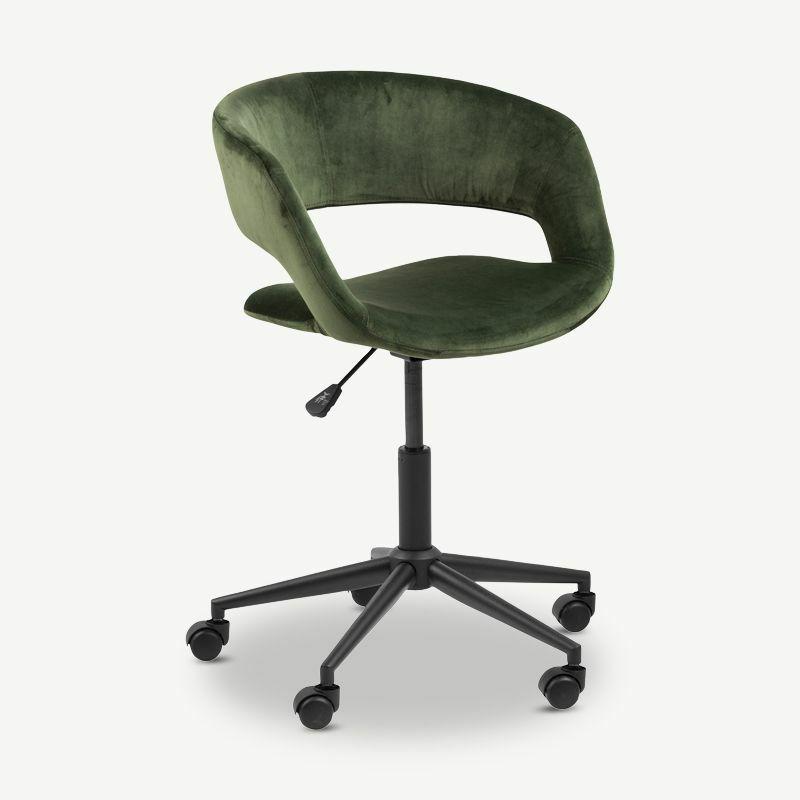 Office Chairs |  Grace Office Chair, Green Velvet & Black base Chairs Green