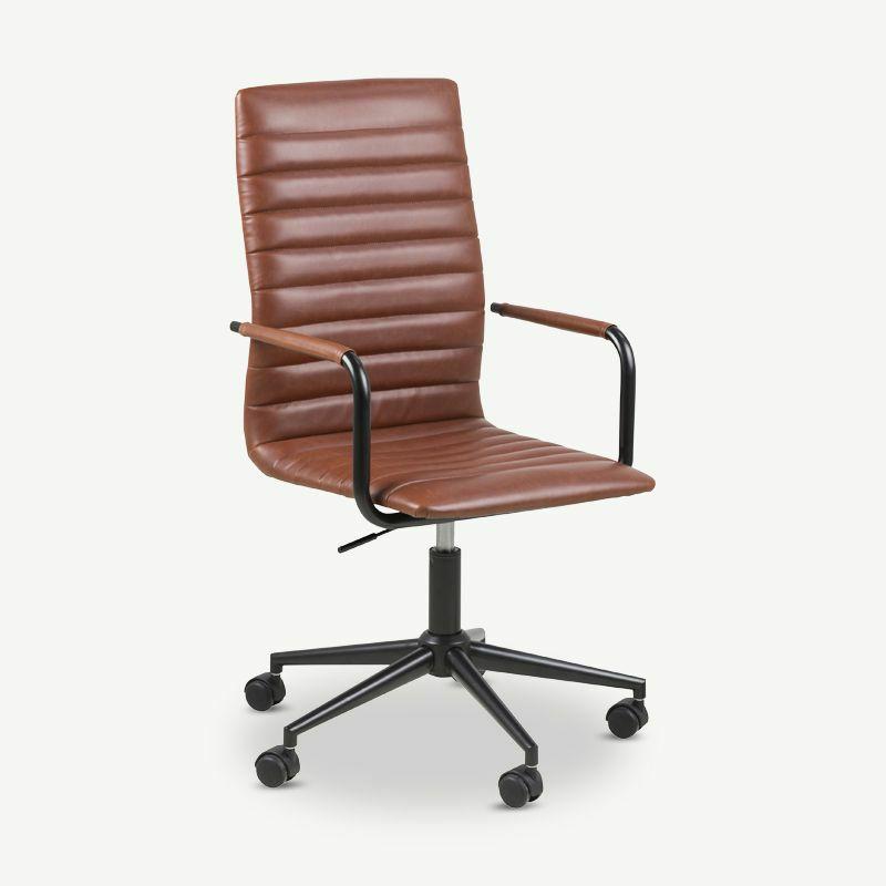 Office Chairs |  Hoyt Office Chair, Cognac PU-leather & Black frame Chairs Brown