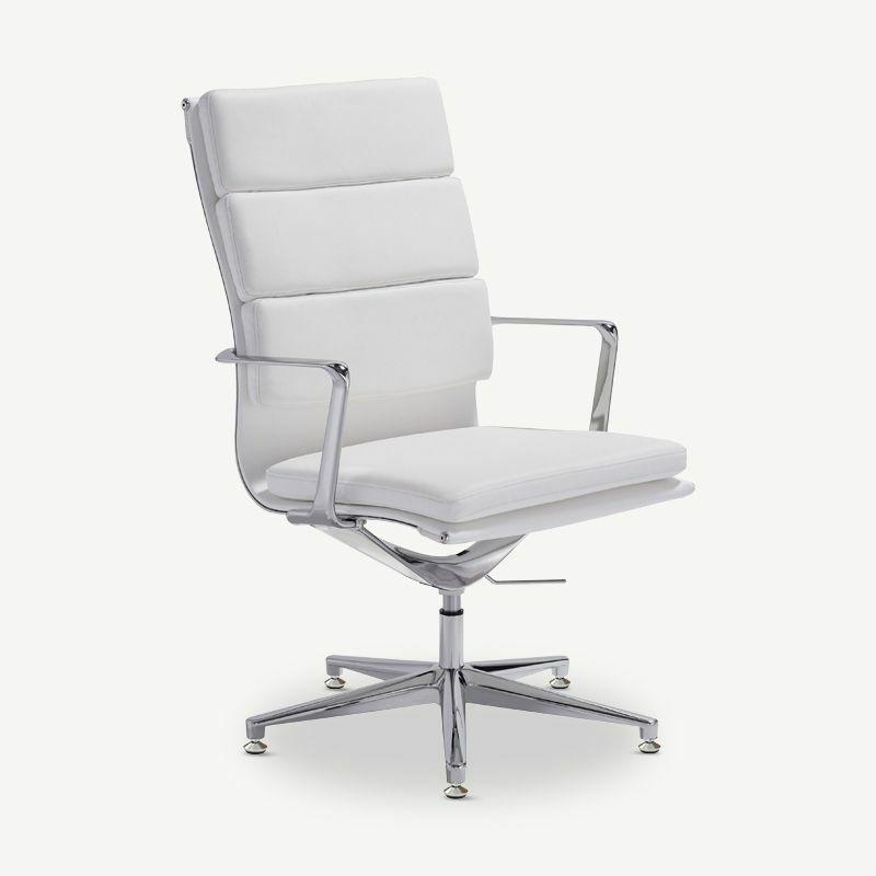 Office Chairs |  Levi Conference Chair, White Leather & Chrome Chairs Office Chairs