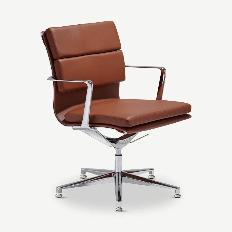 Office Chairs |  Lucas Conference Chair, Cognac Leather & Chrome Chairs Cognac