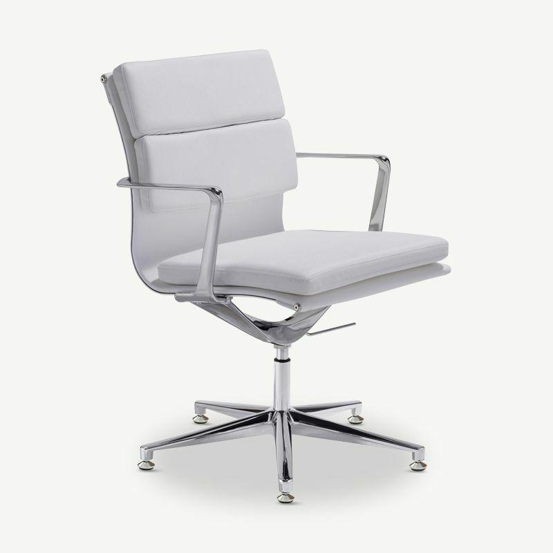 Office Chairs |  Lucas Conference Chair, White Leather & Chrome Chairs Office Chairs