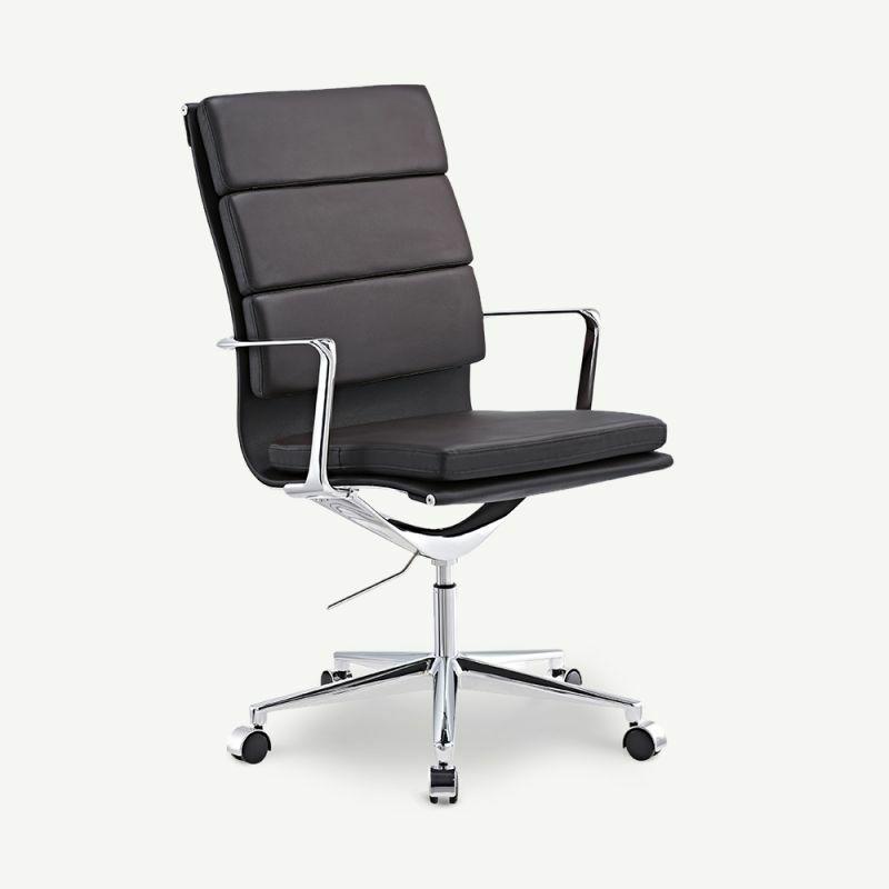 Office Chairs |  Maci Office Chair, Dark Brown Leather & Chrome Chairs Brown