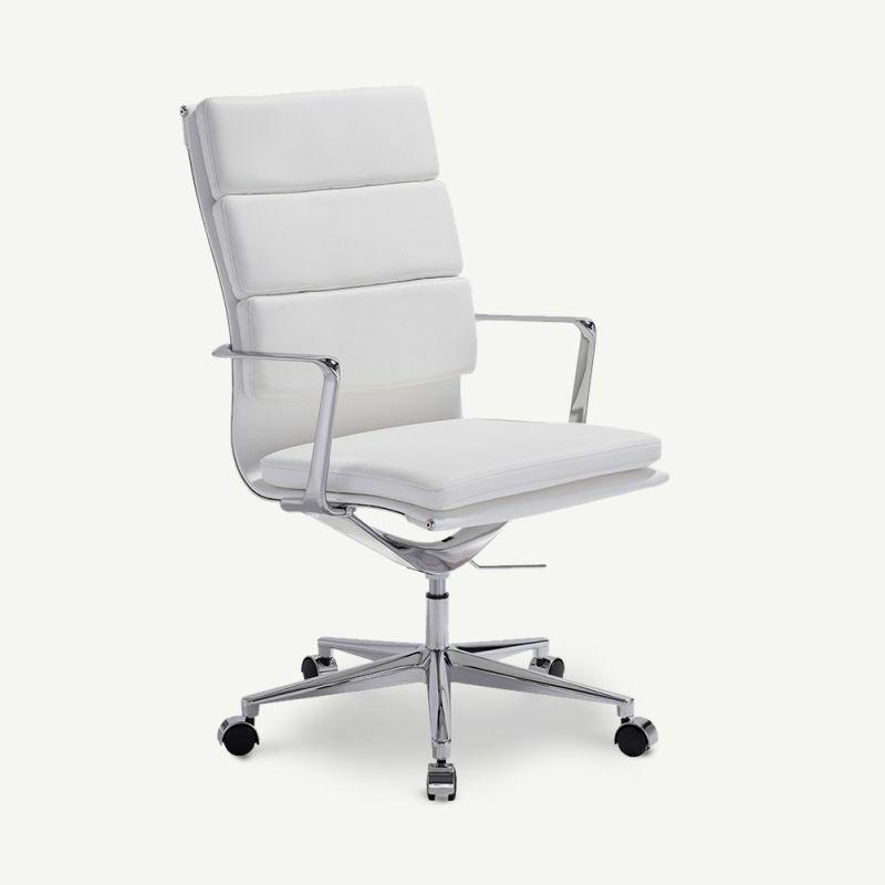 Office Chairs |  Maci Office Chair, White Leather & Chrome Chairs Office Chairs