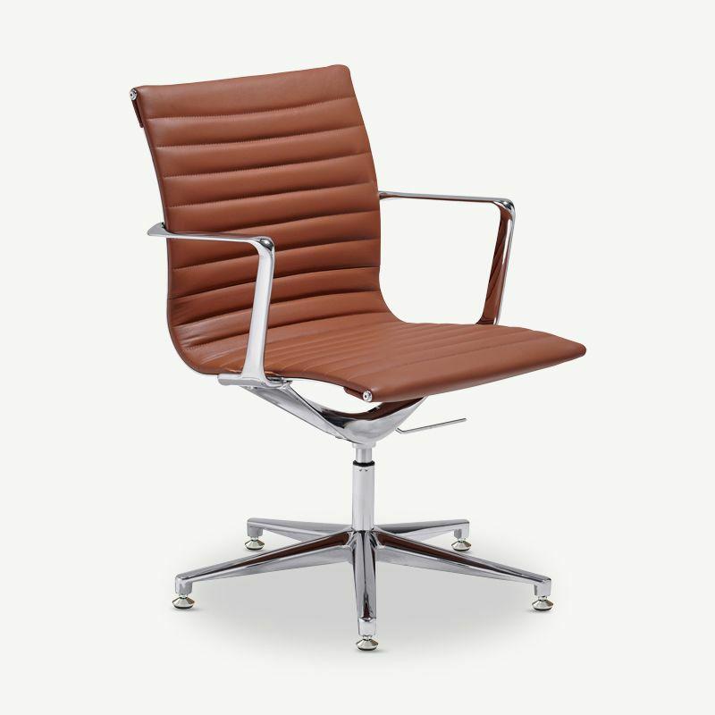 Office Chairs |  Mateo Conference Chair, Cognac Leather & Chrome Chairs Cognac