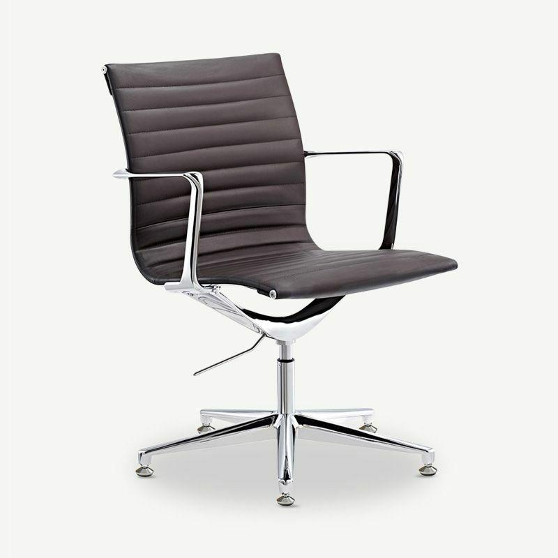 Office Chairs |  Mateo Conference Chair, Dark Brown Leather & Chrome Chairs Brown