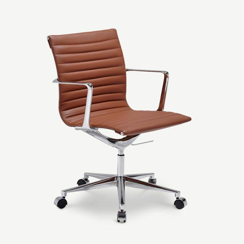 Office Chairs |  Walton Office Chair, Cognac Leather & Chrome Chairs Cognac