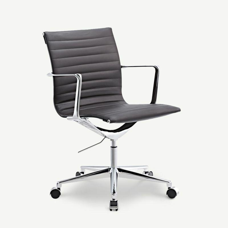 Office Chairs |  Walton Office Chair, Dark Brown Leather & Chrome Chairs Brown