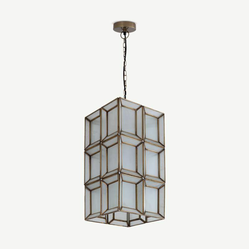 Pendant Lamps |  Renzo Antique Pendant Lamp, White Glass Lamps Pendant Lamps