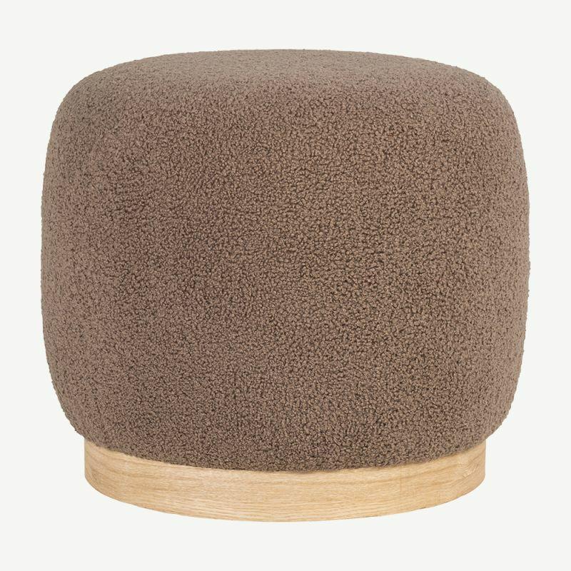 Pouffe |  Bella Pouffe, Brown Bouclé Pouffe Brown